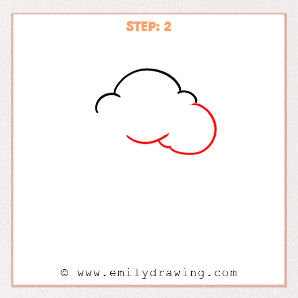 how to draw a cartoon tree - The cartoon tree canopy is expanded with a big right-side cloud bump and a curved bottom line that connects the fluffy treetop shape.